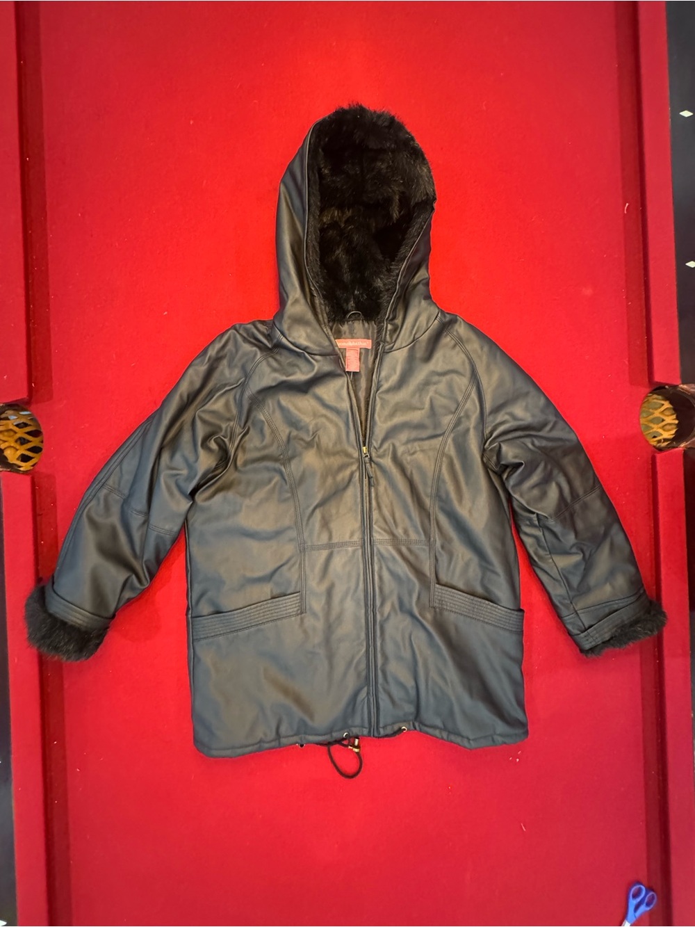 Woman Within Faux Fur And Leather Coat Size L